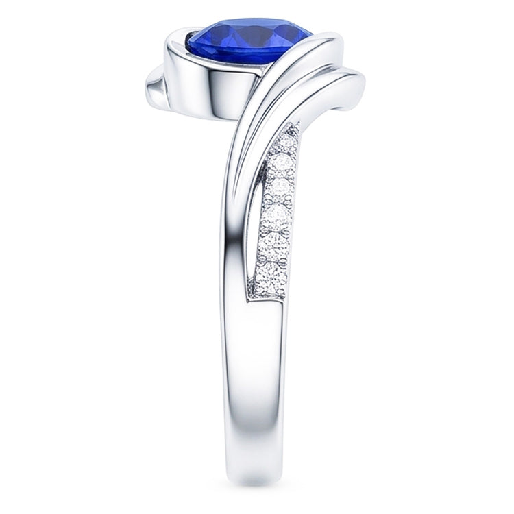 Bague Saphir Diamant Rond Or Diamant 1.50 Carats Tige Torsadée