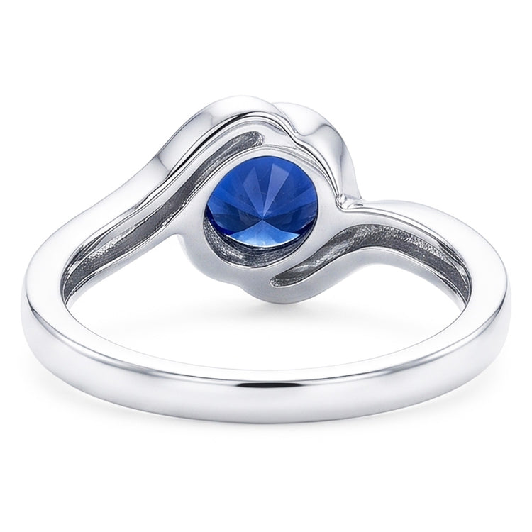 Bague Saphir Diamant Rond Or Diamant 1.50 Carats Tige Torsadée