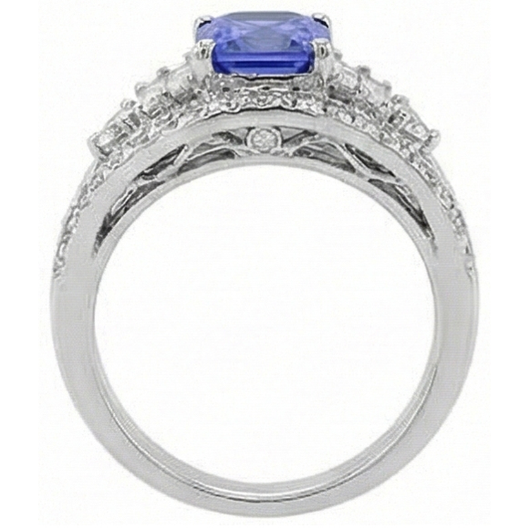 Bague Saphir Diamant Rond Style Oeil Ouvert Tige Fendue 2.50 Carats