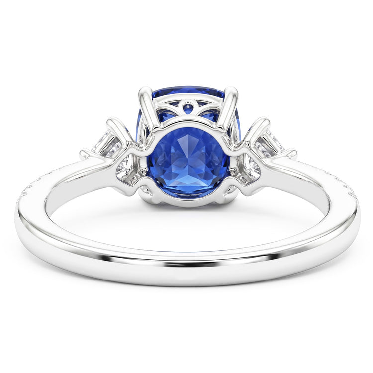 Bague Saphir Diamant Rond & Princesse 3 Carats Style 3 Pierres
