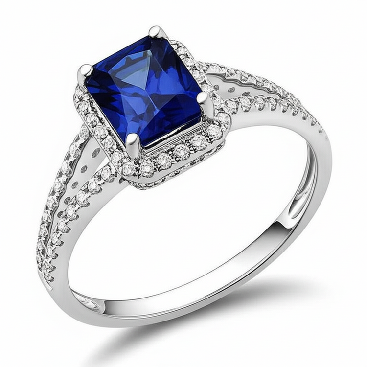 Bague Saphir Émeraude Bleu Et Diamant