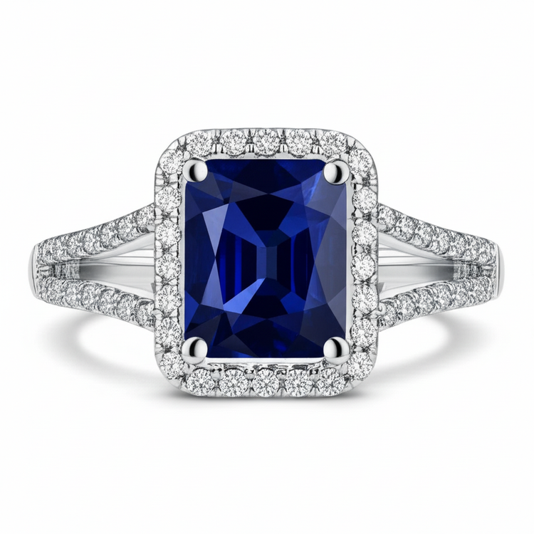 Bague Saphir Émeraude Bleu Et Diamant