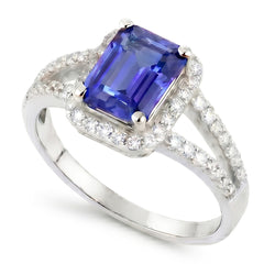 Bague Saphir Émeraude Bleu Et Diamant Naturels Extraits des Mines ( et non cultivés en laboratoire )