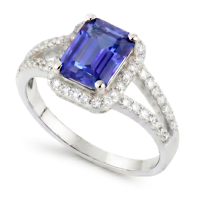 Bague Saphir Émeraude Bleu Et Diamant Naturels Extraits des Mines ( et non cultivés en laboratoire )