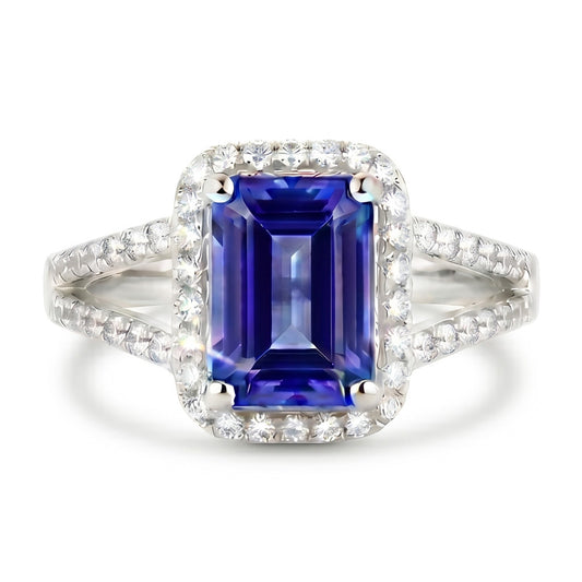 Bague Saphir Émeraude Bleu Et Diamant Naturels Extraits des Mines ( et non cultivés en laboratoire )