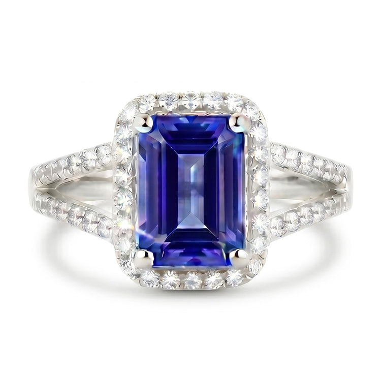 Bague Saphir Émeraude Bleu Et Diamant Naturels Extraits des Mines ( et non cultivés en laboratoire )