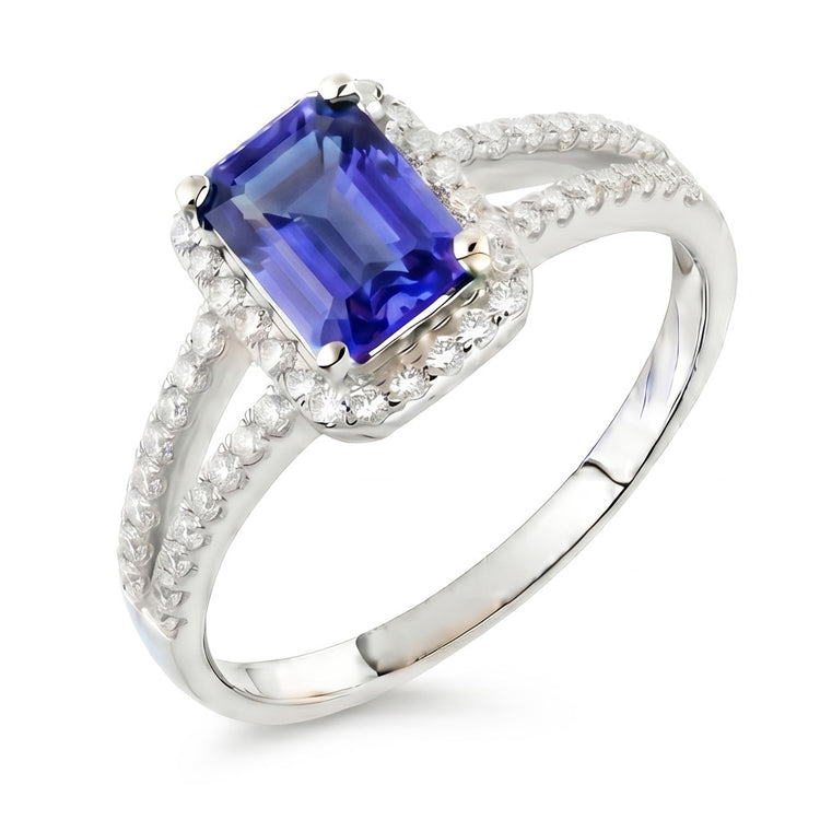 Bague Saphir Émeraude Bleu Et Diamant Naturels Extraits des Mines ( et non cultivés en laboratoire )