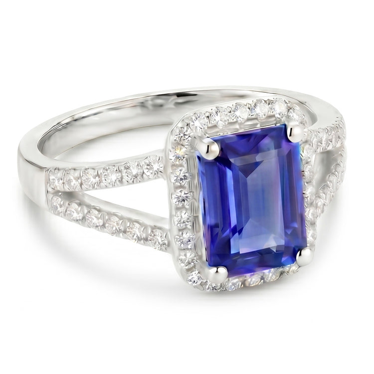 Bague Saphir Émeraude Bleu Et Diamant Naturels Extraits des Mines ( et non cultivés en laboratoire )