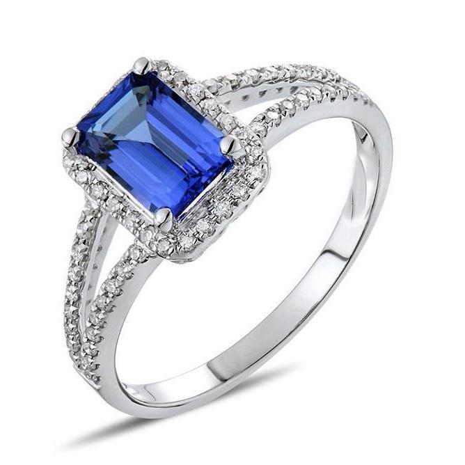 Bague Saphir Émeraude Bleu Et Diamant