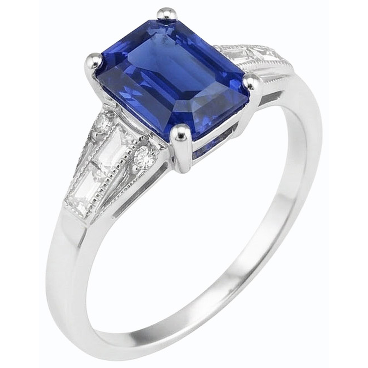 naturel round saphir 4carats bague angle de côté