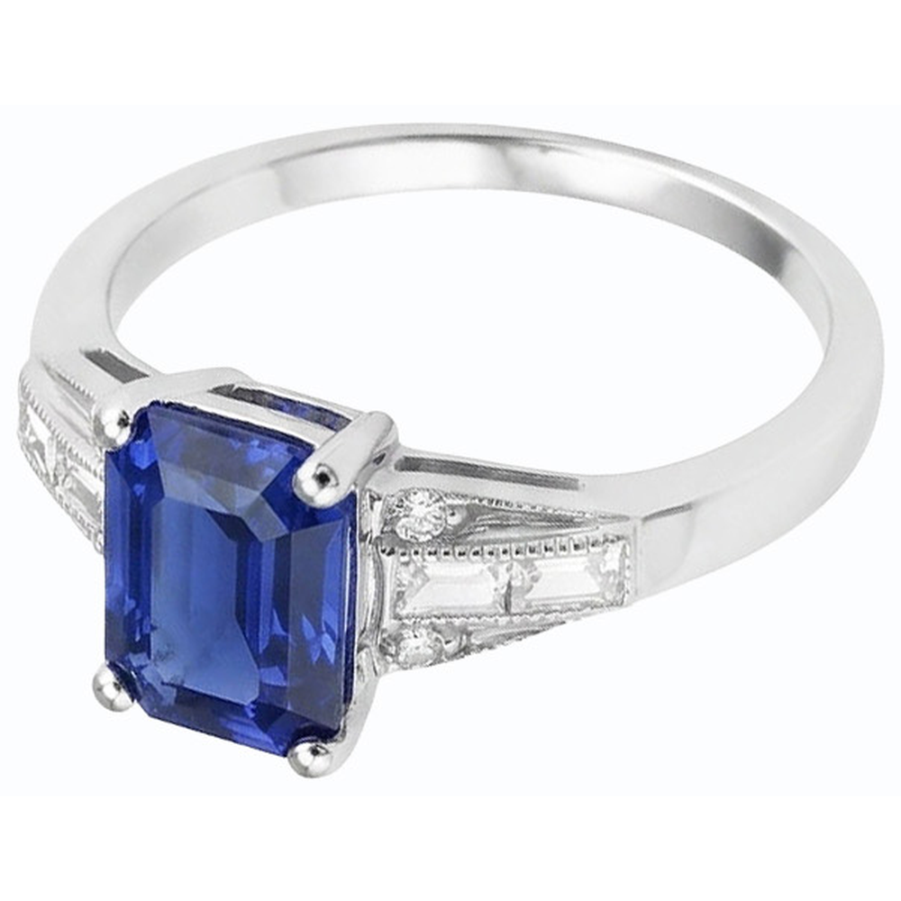 naturel round saphir 4carats bague vue de dessus