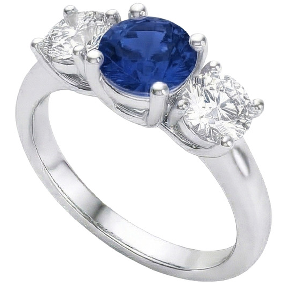 naturel round saphir 1.25carats bague vue de face