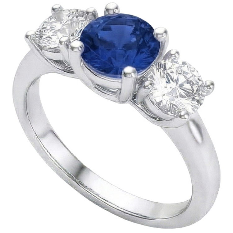 naturel round saphir 1.25carats bague vue de face