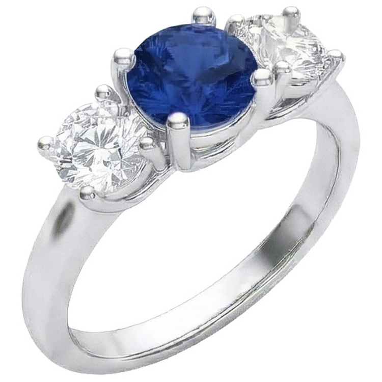 naturel round saphir 1.25carats bague détail rapproché