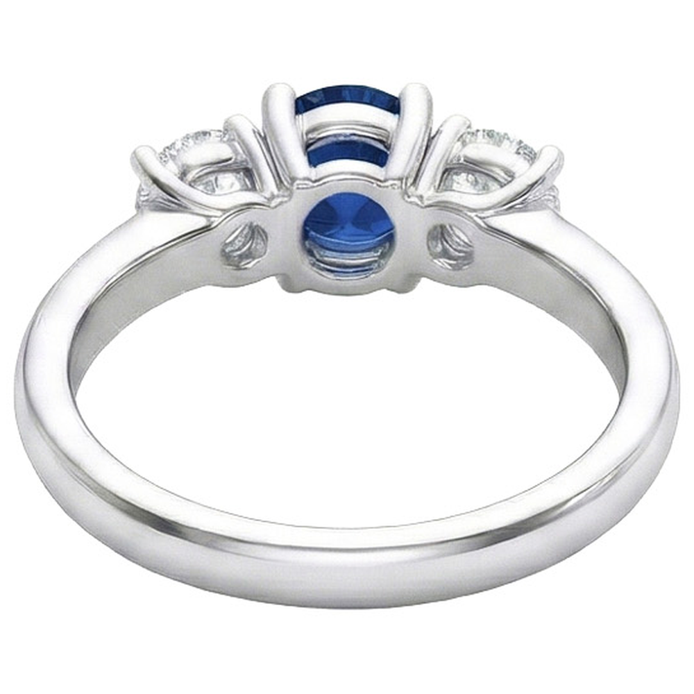 naturel round saphir 1.25carats bague vue de profil