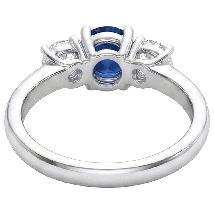 naturel round saphir 1.25carats bague vue de profil