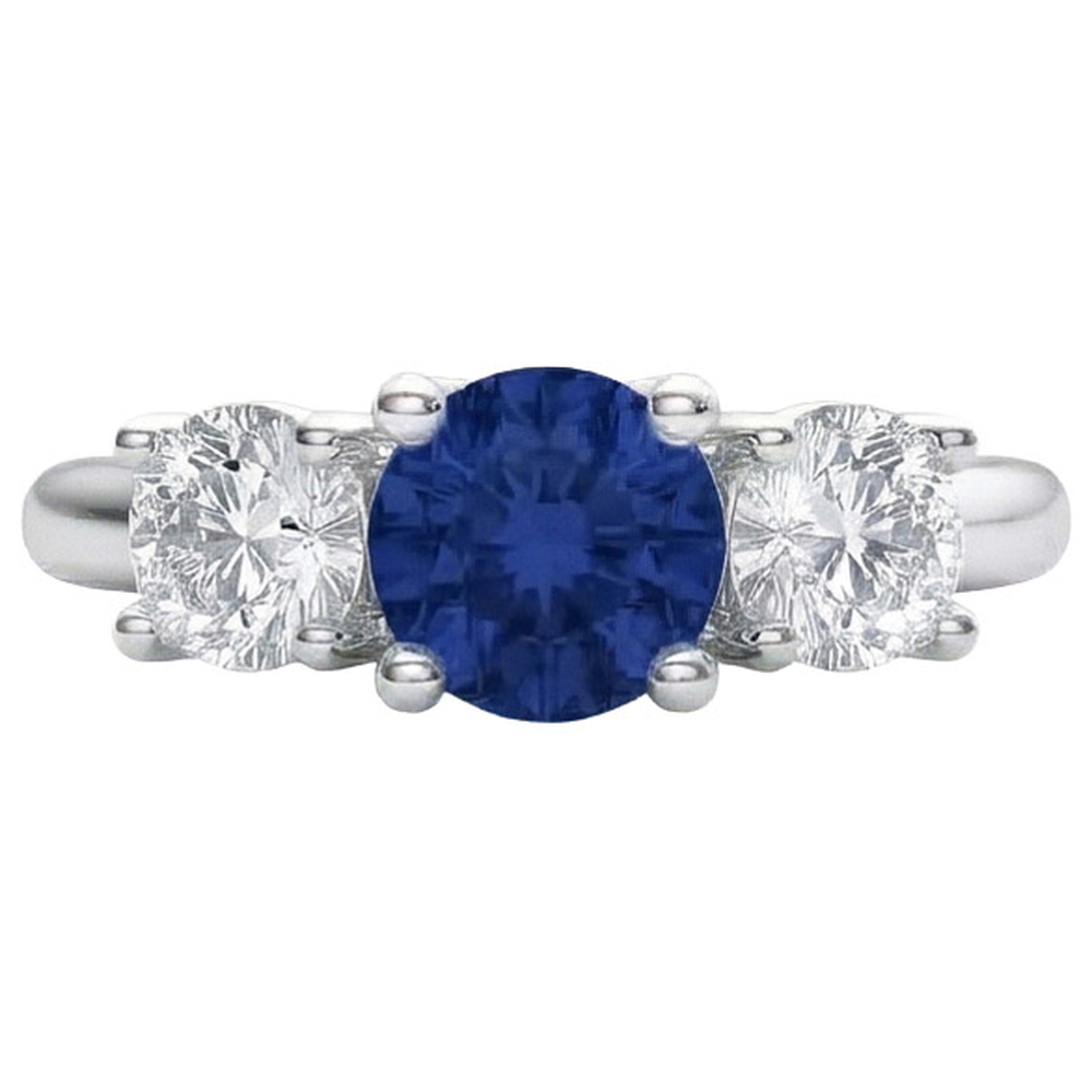 naturel round saphir 1.25carats bague angle de côté