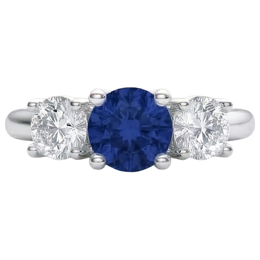 naturel round saphir 1.25carats bague angle de côté