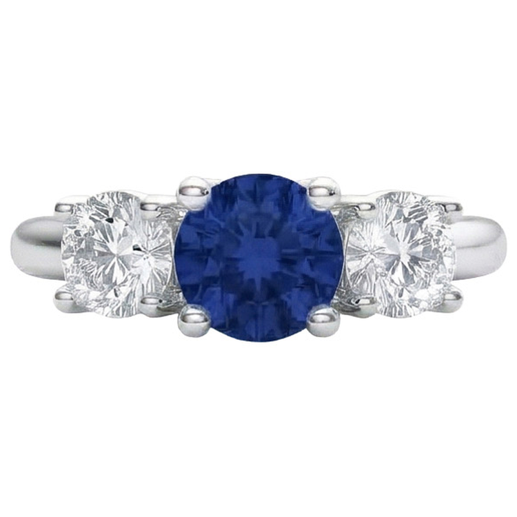 naturel round saphir 1.25carats bague angle de côté