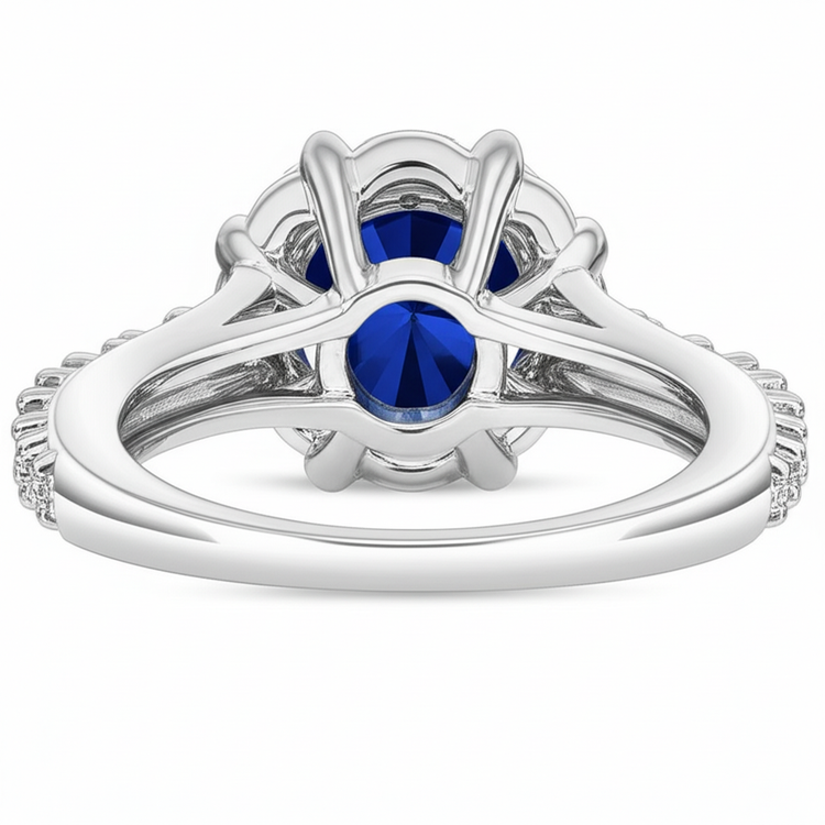 Bague Saphir Et Diamant Or Blanc Joaillerie Ronde 3.40 Ct