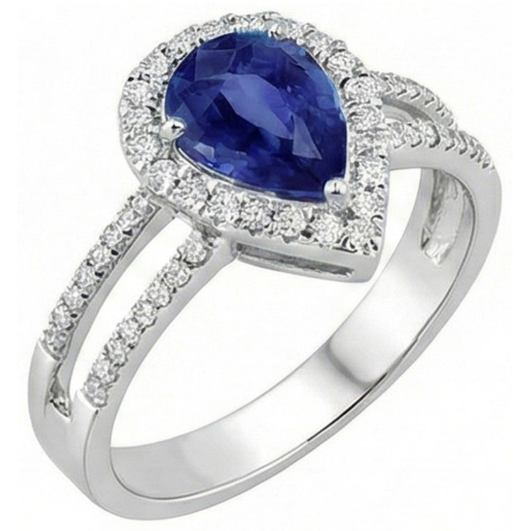 naturel pear diamant 2.75carats bague vue de face