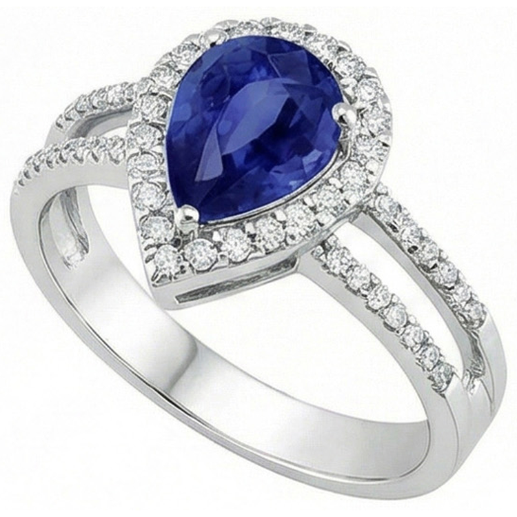 naturel pear diamant 2.75carats bague vue de dessus