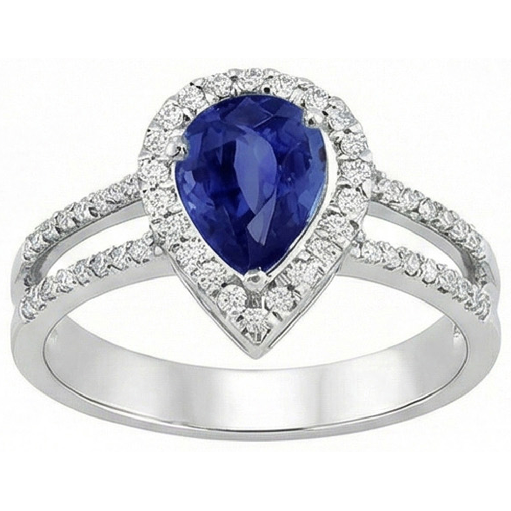 naturel pear diamant 2.75carats bague détail rapproché