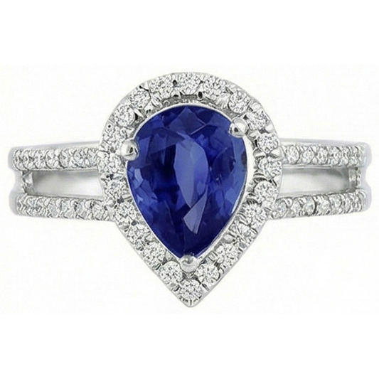 naturel pear diamant 2.75carats bague angle de côté