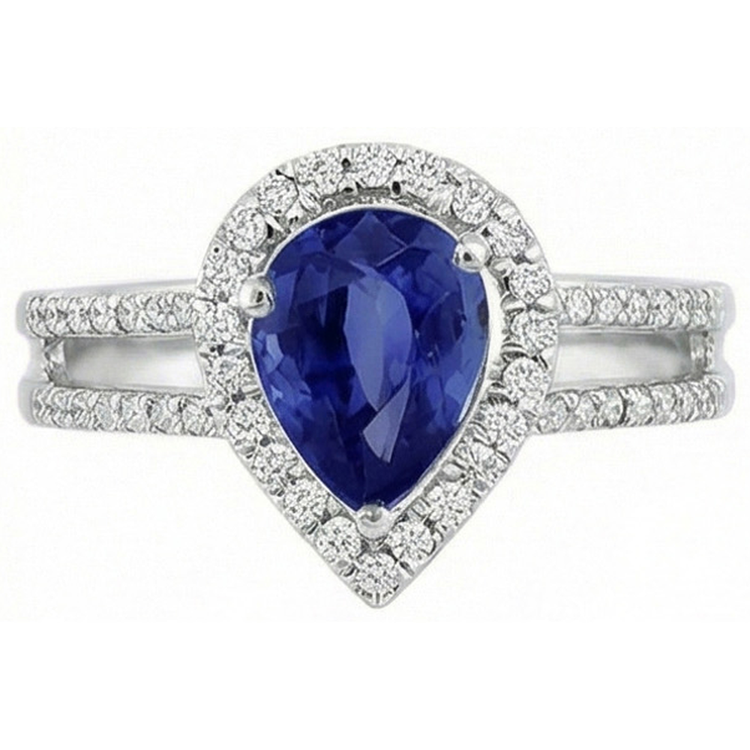 naturel pear diamant 2.75carats bague angle de côté
