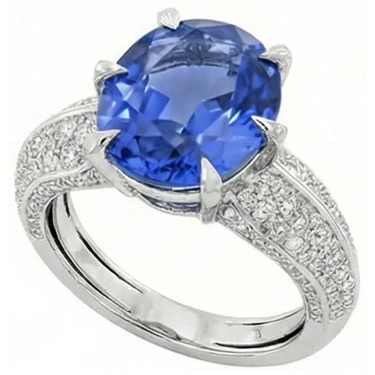 naturel oval diamant 2.50carats bague angle de côté