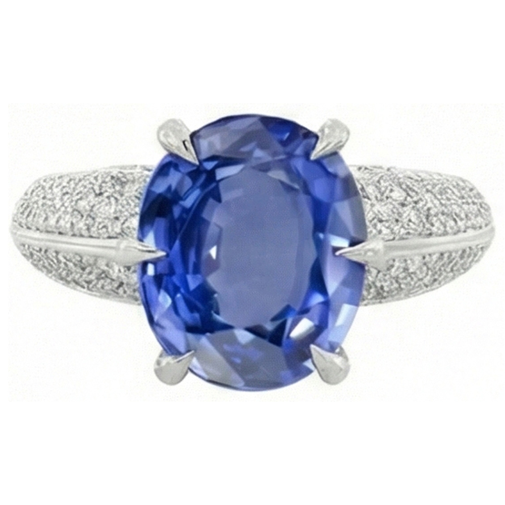 naturel oval diamant 2.50carats bague vue de face