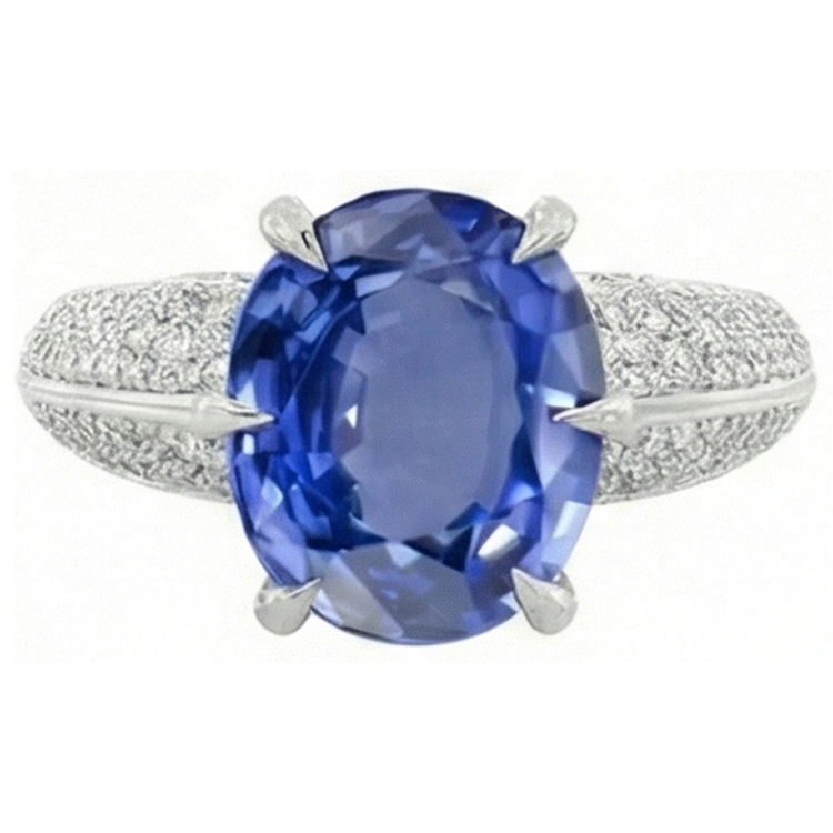 naturel oval diamant 2.50carats bague vue de face