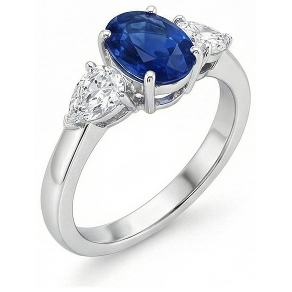 naturel oval diamant 3.50carats bague angle de côté