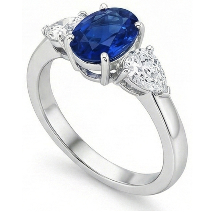 naturel oval diamant 3.50carats bague détail rapproché