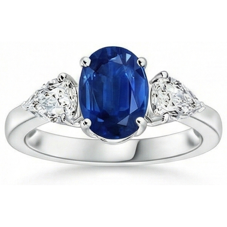 naturel oval diamant 3.50carats bague vue de face