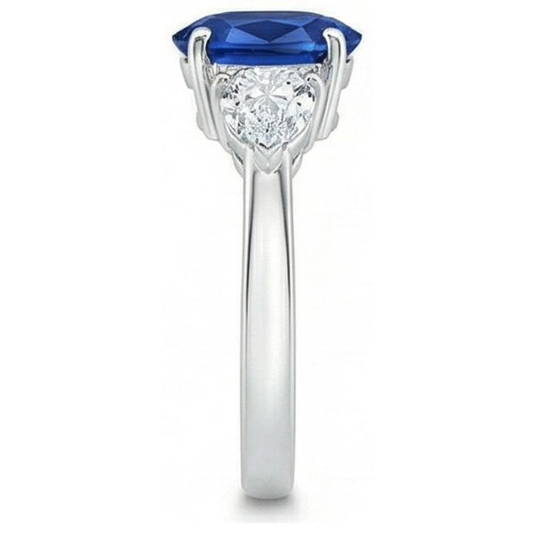 naturel oval diamant 3.50carats bague vue de profil