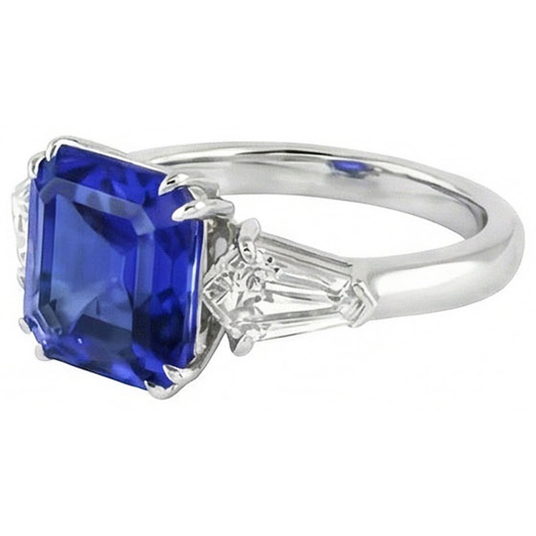 naturel asscher saphir 2.50carats bague vue de dessus
