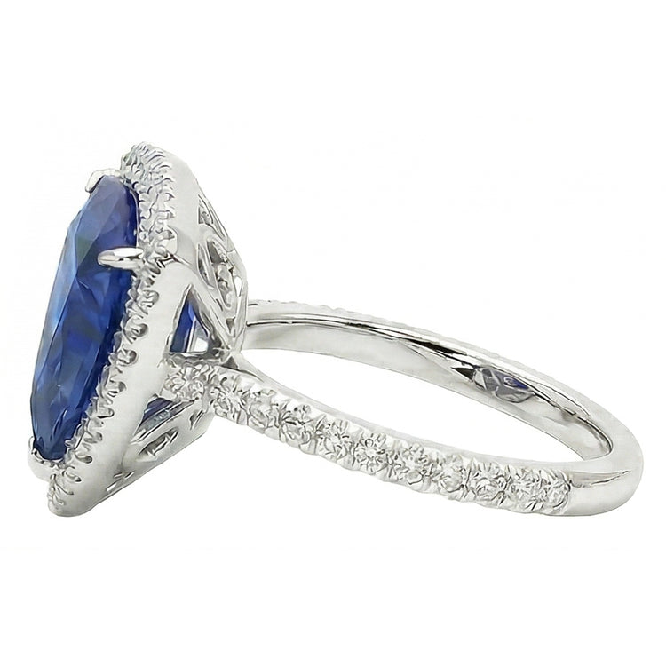 naturel trillion saphir 5carats bague détail rapproché
