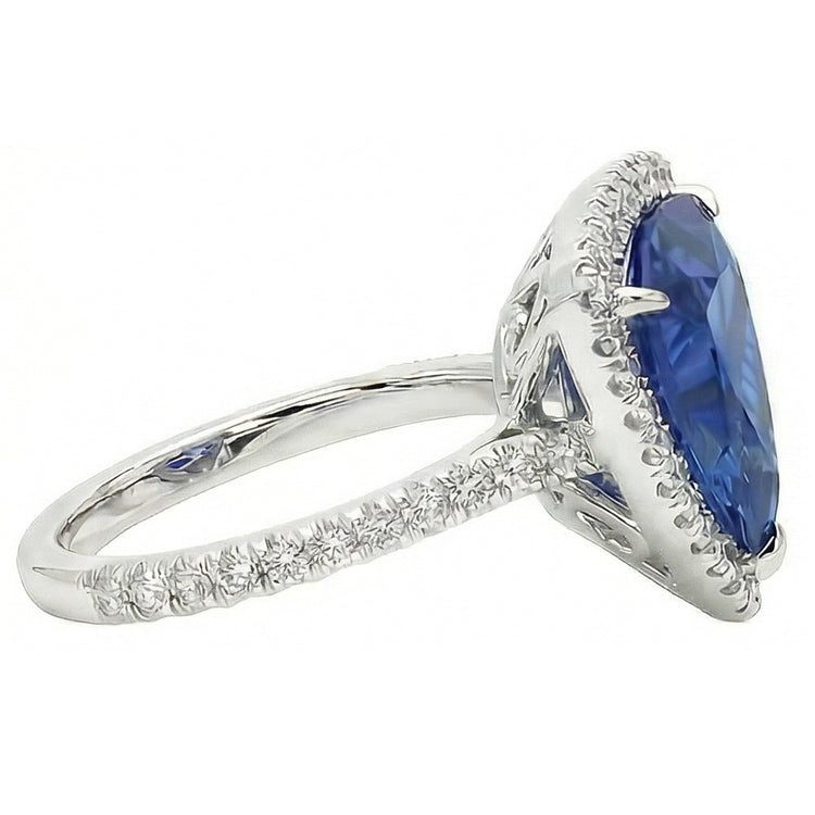 naturel trillion saphir 5carats bague vue de dessus