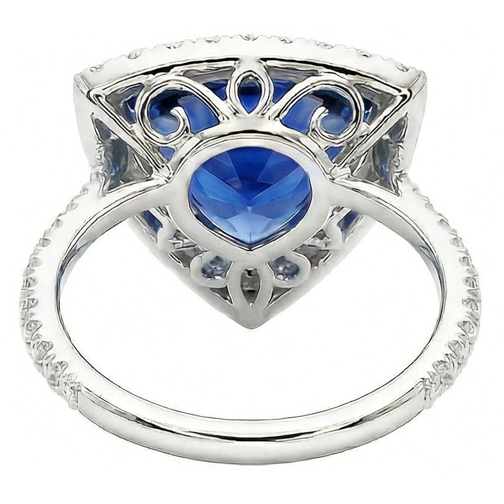 naturel trillion saphir 5carats bague vue de profil