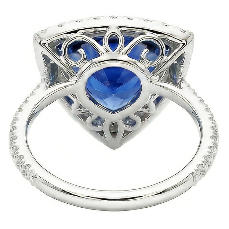 naturel trillion saphir 5carats bague vue de profil