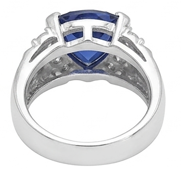Bague Saphir Homme Diamant Anniversaire Trillion Style Vintage