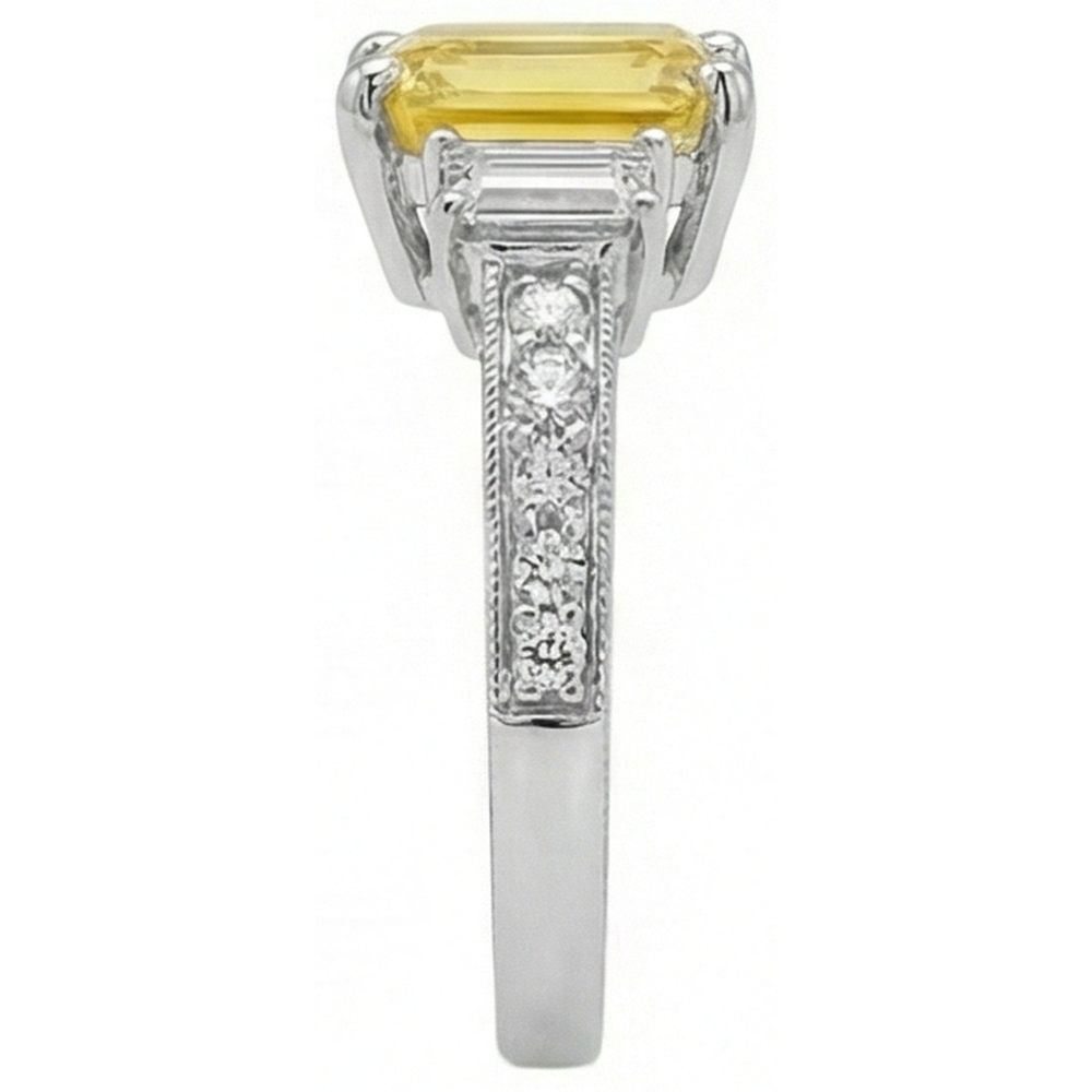 naturel round émeraude 4.75carats bague vue de profil