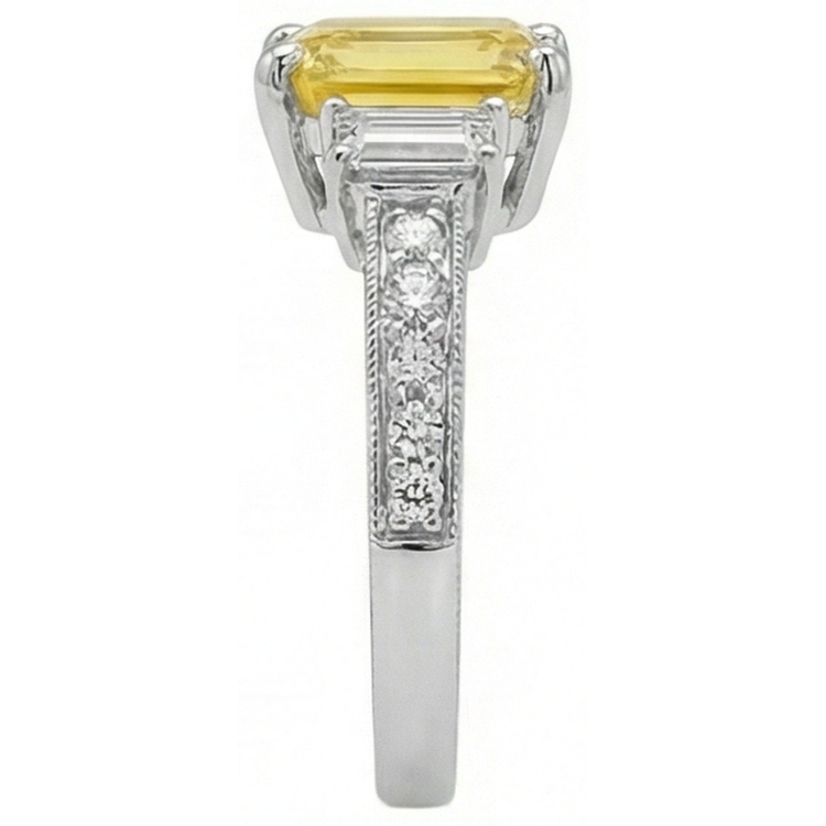 naturel round émeraude 4.75carats bague vue de profil