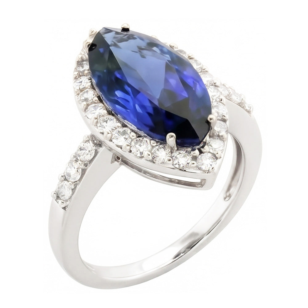 Bague Saphir Marquise Réel 4 Carats