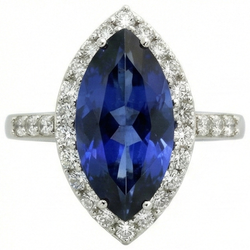Bague Saphir Marquise Réel 4 Carats