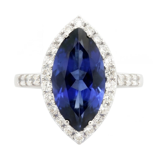 Bague Saphir Marquise Réel 4 Carats