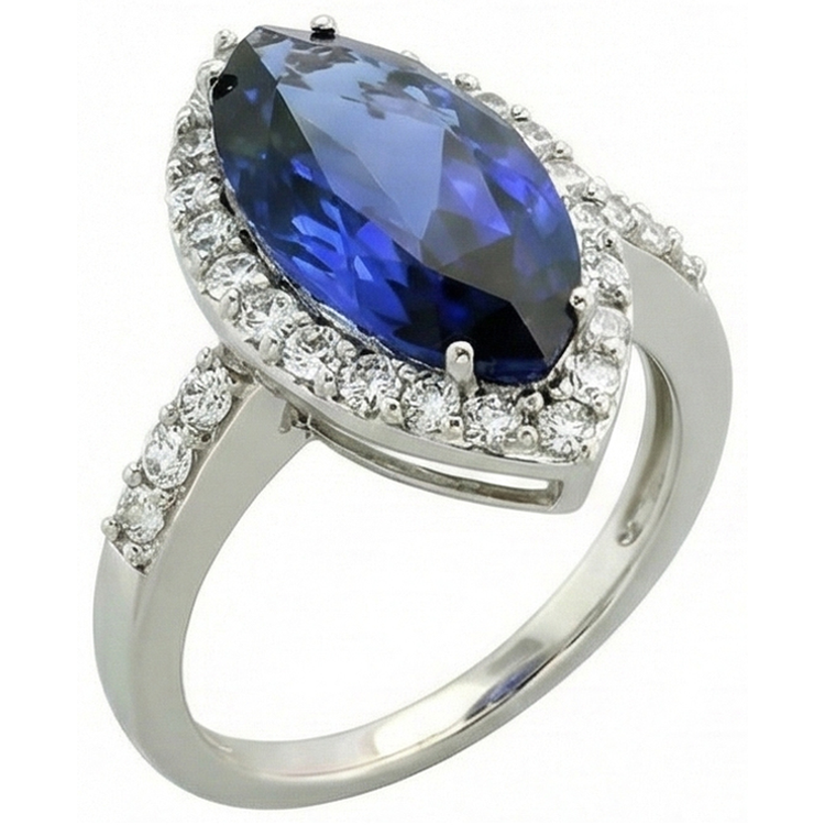 Bague Saphir Marquise Réel 4 Carats