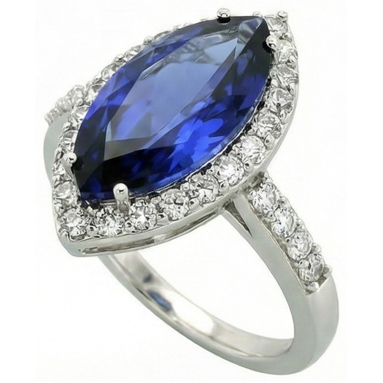 Bague Saphir Marquise Réel 4 Carats