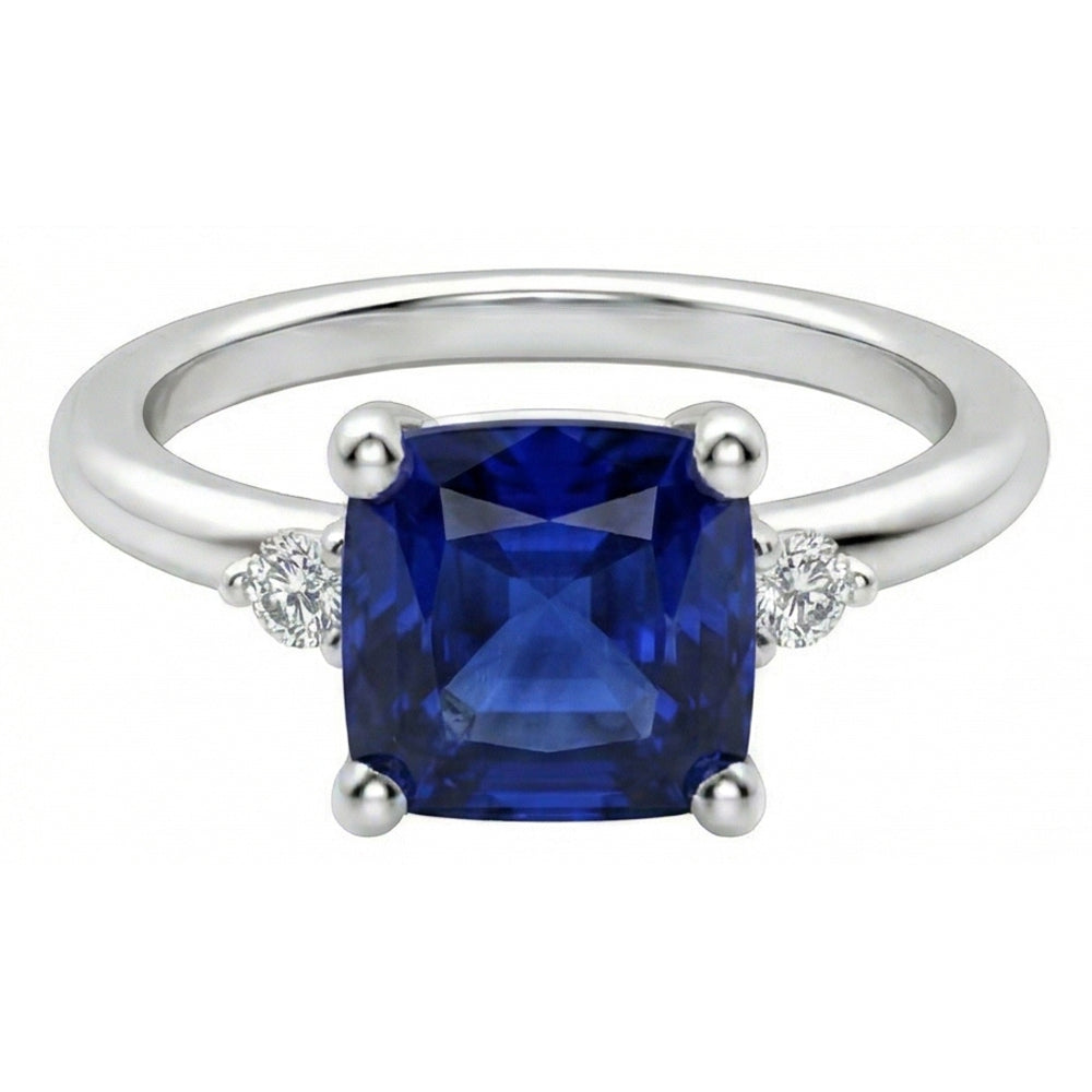 naturel asscher saphir 2.75carats bague angle de côté